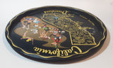 Vintage Disneyland California State Landmarks and Cartoon Characters Black 11" Diameter Round Tin Metal Serving Tray Souvenir