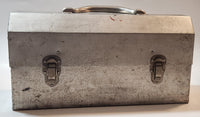 Vintage L. May Mfg Co. 14" Wide Polished Riveted Aluminum Metal Miner's Lunch Box