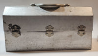 Vintage L. May Mfg Co. 14" Wide Polished Riveted Aluminum Metal Miner's Lunch Box