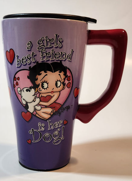 Betty Boop A Girls Best Friend Is Her Dog! Ceramic Travel Coffee Mug Cup With Lid