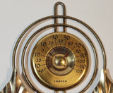 Vintage Cooper Leaf Themed Brass Metal Wall Thermometer Made in U.S.A.