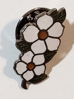 British Columbia Dogwood Flower White Enamel Metal Lapel Pin