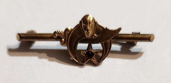Vintage Masons Shriners Masonic Small Gold Pin with Ruby