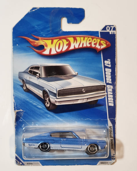 2010 Hot Wheels Muscle Mania '67 Dodge Charger Blue Die Cast Toy Car Vehicle New in Package
