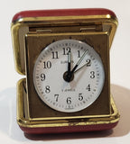 Vintage Europa Germany 2 Jewels Red Cased Travel Pocket Wind-Up Alarm Clock - Not Working