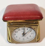 Vintage Europa Germany 2 Jewels Red Cased Travel Pocket Wind-Up Alarm Clock - Not Working