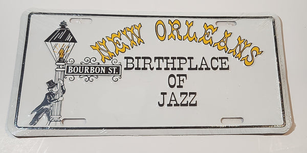 New Orleans Birthplace Of Jazz Bourbon St. Embossed Metal Vehicle License Plate Tag New in Plastic