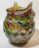 Owl Shaped Colorful Rainbow 6 1/4" Art Glass Vase