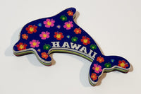 Hawaii Purple Dolphin Covered In Flowers Layered Foam Fridge Magnet