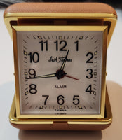 Vintage Seth Thomas Brown Cased Travel Pocket Wind Up Alarm Clock