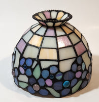 Partylite Hydrangea Flower Themed Stained Glass 10 1/4" Tall Tea Light Candle Holder Lamp