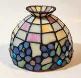 Partylite Hydrangea Flower Themed Stained Glass 10 1/4" Tall Tea Light Candle Holder Lamp