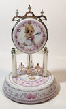 2002 Precious Moments White and Pink Porcelain and Glass Anniversary Dome Clock