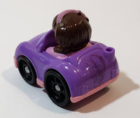 2013 Fisher Price Little People Wheelies Girl in Purple and Pink Car Plastic Toy Vehicle