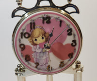 2003 Precious Moments You Are The Sweetest Heart White and Pink Porcelain and Glass Anniversary Dome Clock