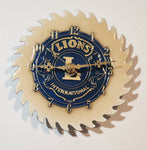 Rare Unique Vintage Lion's Club International Enamel Covered Metal Saw Blade Wall Clock