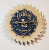 Rare Unique Vintage Lion's Club International Enamel Covered Metal Saw Blade Wall Clock