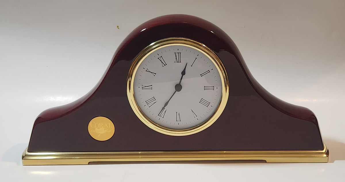 Coral Canada Wide Rosewood Cased Gold Plated Base Advertising Mantel C ...