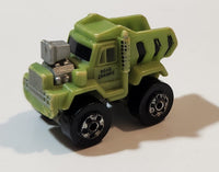 1987 Road Champs Dump Truck Green Micro Mini Die Cast Toy Car Vehicle