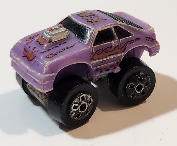 1987 Road Champs Mustang Purple Micro Mini Die Cast Toy Car Vehicle