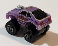 1987 Road Champs Mustang Purple Micro Mini Die Cast Toy Car Vehicle