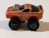 1987 Road Champs Corvette Orange Micro Mini Die Cast Toy Car Vehicle