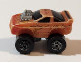 1987 Road Champs Corvette Orange Micro Mini Die Cast Toy Car Vehicle