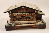 Vintage 1960s Japanese Swiss Chalet Winter Cottage Style Wooden House Windup Musical Jewelry Box