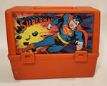 Rare Vintage 1977 DC Comics Superman Thermos Brand Red Plastic Lunch Box