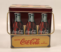 2000 Coca Cola Handy To Carry Home 6 Bottle Carton Embossed Tin Metal Container with Handle