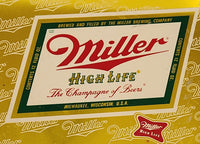 Vintage Miller High Life The Champagne of Beers Gold and Green Metal Beverage Serving Tray
