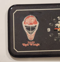 1980s Detroit Red Wings NHL Ice Hockey Team Black Lacquered Wood Wall Clock
