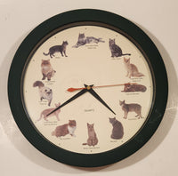 1996 Yen Huei Chaing Cat Clock Round 11 1/4" Wall Clock with Sound