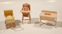 Vintage Renewal Products Baby, Stroller, High Chair, and Change Table Miniature Pink Plastic Dollhouse Toys