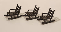 Vintage Playmobil Patio Porch Rocking Chairs Brown Plastic Dollhouse Toys Set of 3