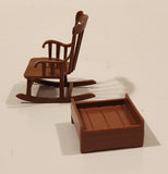 Vintage Rocking Chair and Stool Brown Plastic Dollhouse Toys