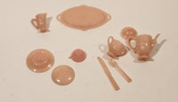 Vintage Irwin Pink Dish Set Miniature Plastic Dollhouse Toys