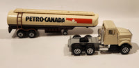 Vintage Majorette Petro Canada Gas Oil Fuel Tanker Semi Tractor and Trailer White Die Cast Toy Vehicle