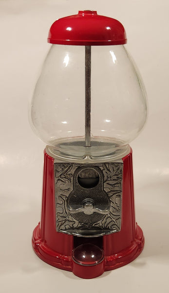 Red Metal and Glass Dome 11" Tall Gumball Machine Dispenser