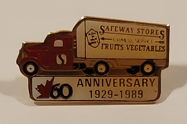 1929 to 1989 Safeway 60th Anniversary Fruits Vegetables Semi Truck Themed Enamel Metal Lapel Pin