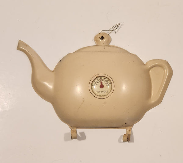 Vintage 3D Metal Teapot Wall Thermometer Hanger Made In USA