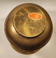 Antique Redskin Brand Chewing Tobacco Cut Plug Large Brass 10" Tall Spittoon