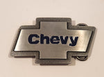 Chevy Bow Tie Blue Enamel Letters Metal Belt Buckle
