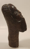 Bearded Tribal Warrior Head Bust 8 1/2" Hand Carved Wood African Sculpture