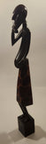 African Man with Hand On Chin Pondering 16" Hand Carved Wood Sculpture