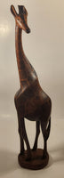 Hand Carved Wood Giraffe 24" African Animal Sculpture