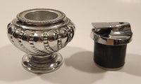 1950s Rare Version Ronson Round Crown Style Silver Plate Table Top Lighter