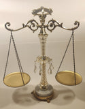Vintage Crystal Glass Italian Marble Brass 18 1/4" Tall Scales of Justice Balance Scale
