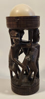 Malawi Tribal People 6 1/2" Hand Carved Wood African Sculpture with Wax Hemisphere