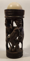 Malawi Tribal People 6 1/2" Hand Carved Wood African Sculpture with Wax Hemisphere